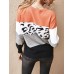 Women Color Block   Leopard Round Neck Long Sleeve Casual Sweaters