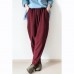 Burgundy warm winter pants thick cotton pants casual style buttons up