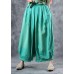 fashion women cotton green crop pants plus size elastic waist wide leg pants