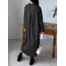 Solid Long Sleeve Lapel Casual Shirt Dress For Women