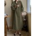 Solid Button Puff Long Sleeve Loose Casual Shirt Dress