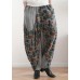 New stitching printed cotton and linen pants loose large size casual pants