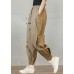 Casual Khaki Pockets elastic waist drawstring harem Pants Spring