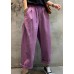 Modern Purple elastic waist Pockets Cotton Harem Pants Spring