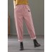 Plus Size Pink elastic waist Pockets Patchwork Corduroy harem Pants Spring
