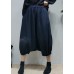 Plus Size Navy elastic waist Linen harem Pants Spring