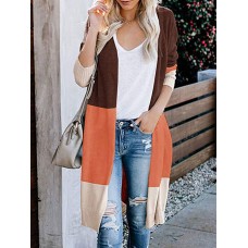 Rainbow Color Block Colorful Stitching Cardigans Open Front Women Casual Sweaters