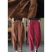 Italian Red Pockets Patchwork Corduroy Pants Trousers Spring