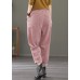 Plus Size Pink elastic waist Pockets Patchwork Corduroy harem Pants Spring