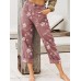 Casual Flowers Print Loose Pocket Long Pants For Women