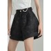 Plus Size Vintage Black Zip Up Jacquard Cotton shorts