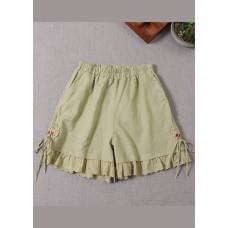 Fitted Green Embroideried Lace Patchwork hot pants Summer