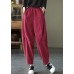 Italian Red Pockets Patchwork Corduroy Pants Trousers Spring
