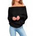 Women Off Shoulder Knit Sweaters Jumper Loose Pullover Tops