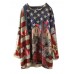 Women Flag Print Knit Long Sleeve Casual Sweaters