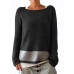Women Casual Patch Crew Neck Long Sleeve Overhead Sweaters