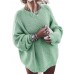Solid Color Long Sleeve O  neck Oversized Women Causal Sweaters