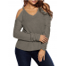 Women V Neck Pullover Cold Shoulder Long Sleeve Sweaters For Women