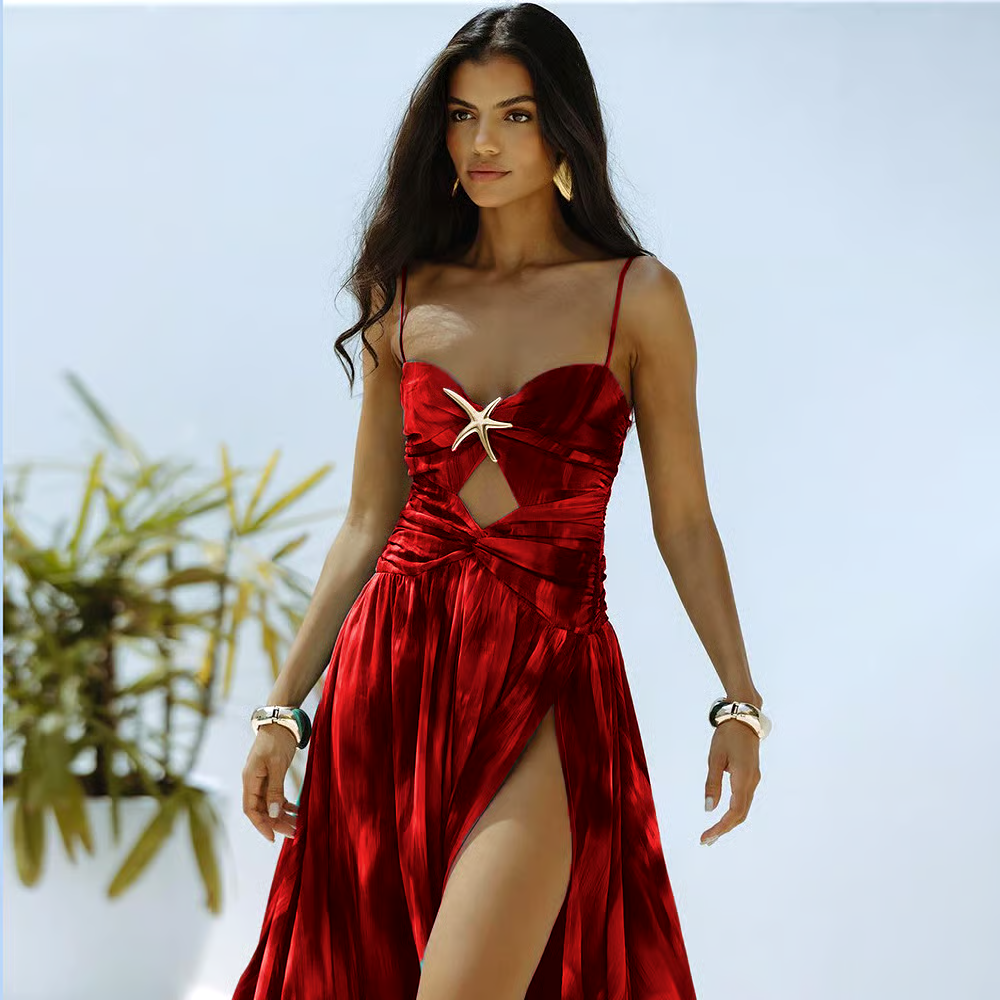 Starfish Decoration Print Hollow-out Swimsuit Set Starfish Decoration Print Hollow-out Swimsuit Set