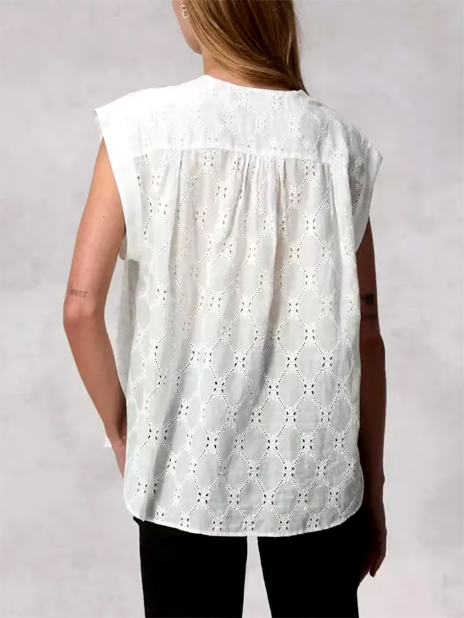 Women's Sleeveless Cotton&Linen Hollow Vest Women's Sleeveless Cotton&Linen Hollow Vest