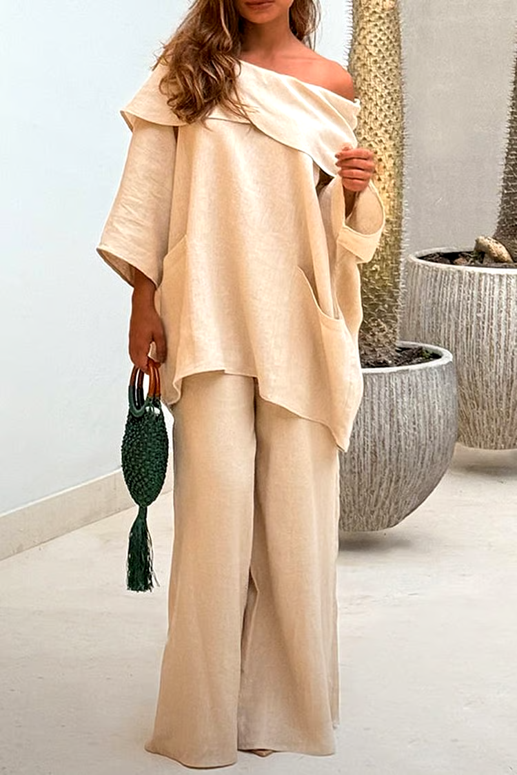 Women's Casual Solid Color Long Sleeve Tops and Pants Cotton Two-piece Set Women's Casual Solid Color Long Sleeve Tops and Pants Cotton Two-piece Set