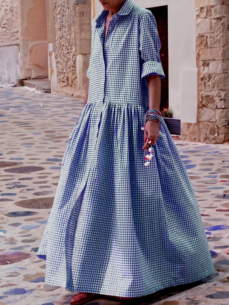 Women's Long Sleeve Shirt Patchwork Cotton Dress Women's Long Sleeve Shirt Patchwork Cotton Dress