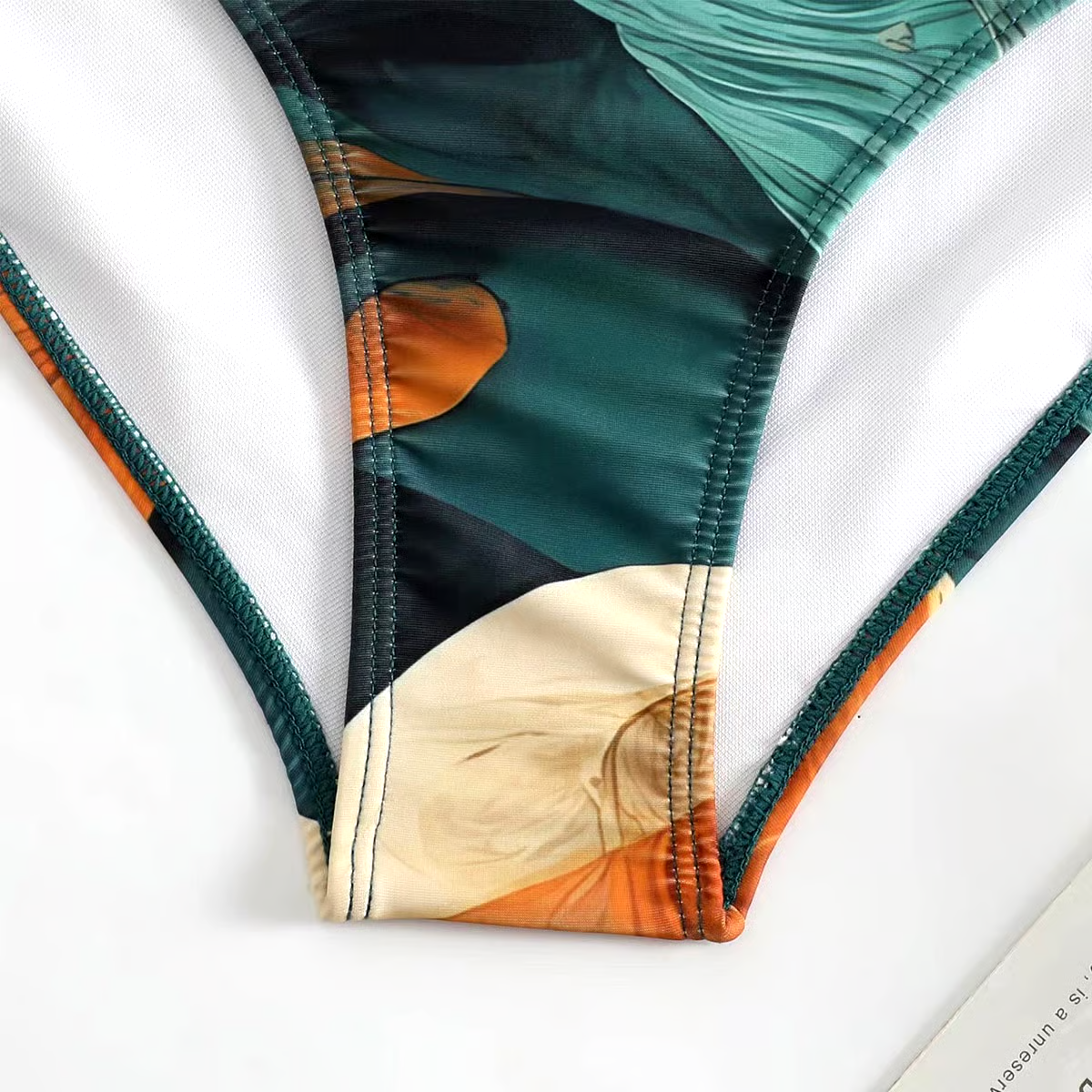 One Shoulder Chiffon Swimsuit Set