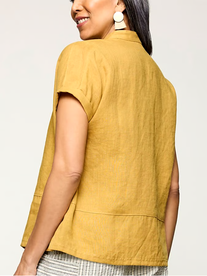 Women's Cotton&Linen Irregular Hem Shirt Women's Cotton&Linen Irregular Hem Shirt