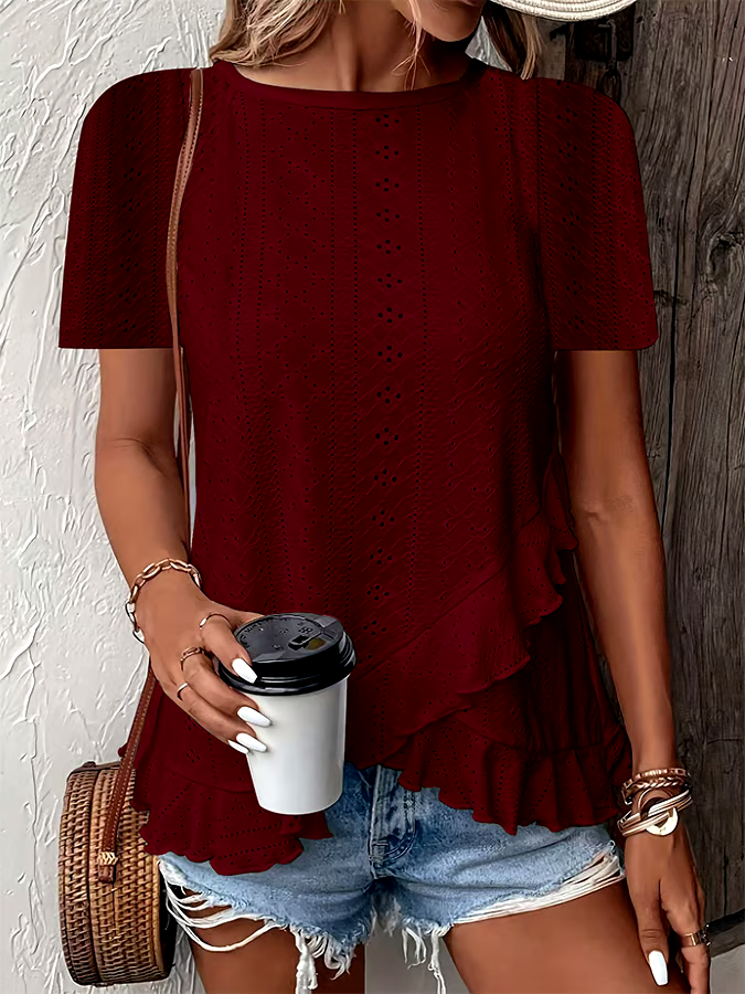Women's Fashion Casual Solid Color Short Sleeve Round Neck T-Shirt Women's Fashion Casual Solid Color Short Sleeve Round Neck T-Shirt