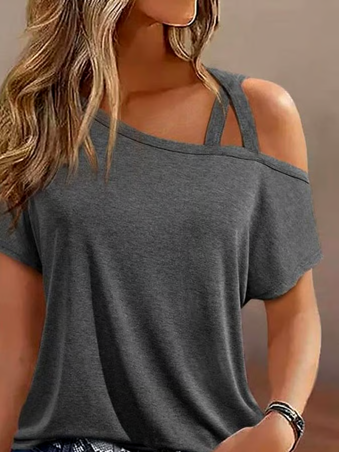 Women's Casual Solid Color One Shoulder Top Women's Casual Solid Color One Shoulder Top