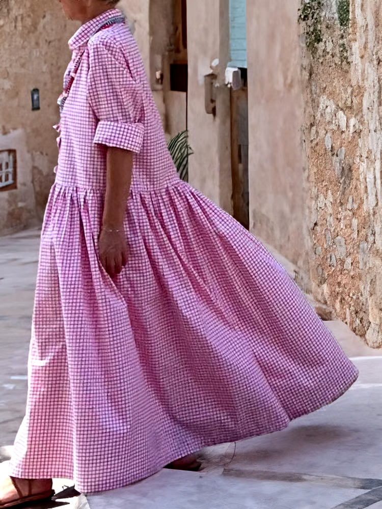Women's Long Sleeve Shirt Patchwork Cotton Dress Women's Long Sleeve Shirt Patchwork Cotton Dress