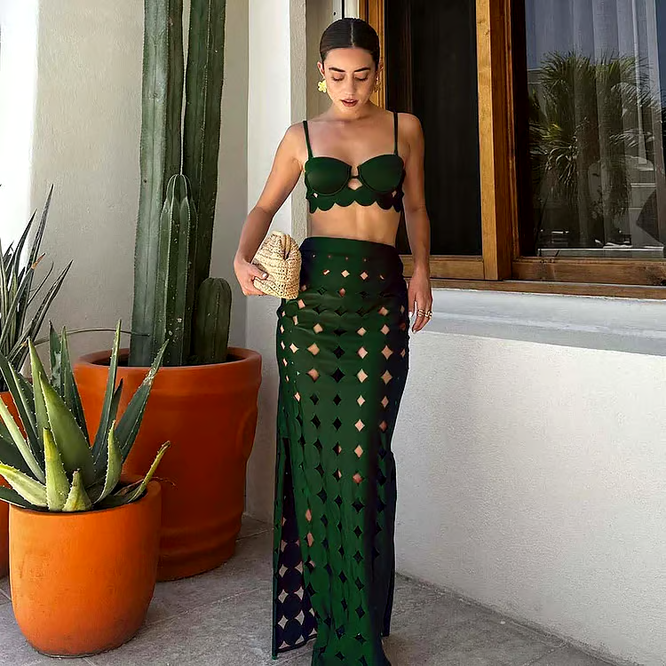 DBVACAY Laser Cutting Circularity Bikini Straight Skirt Swimsuit Set DBVACAY Laser Cutting Circularity Bikini Straight Skirt Swimsuit Set
