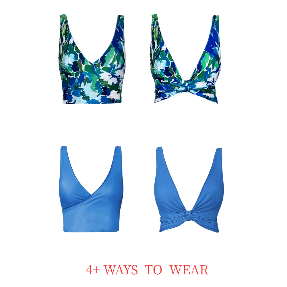 Blue Reversible Multi Wear Bikini And Skirt Swimsuit Set Blue Reversible Multi Wear Bikini And Skirt Swimsuit Set