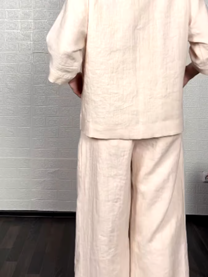 Women'S Casual Solid Color Irregular Cotton And Linen Suit Women'S Casual Solid Color Irregular Cotton And Linen Suit