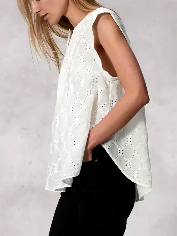 Women's Sleeveless Cotton&Linen Hollow Vest Women's Sleeveless Cotton&Linen Hollow Vest