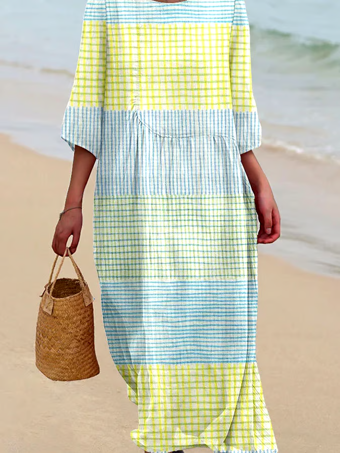Women's Casual Plaid Loose Dress Women's Casual Plaid Loose Dress
