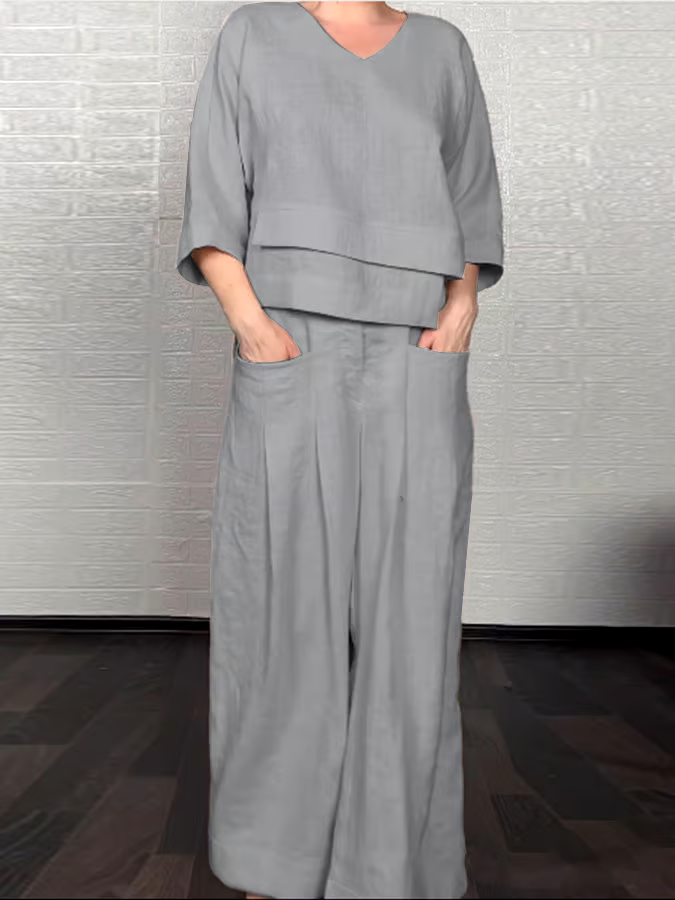 Women'S Casual Solid Color Irregular Cotton And Linen Suit Women'S Casual Solid Color Irregular Cotton And Linen Suit