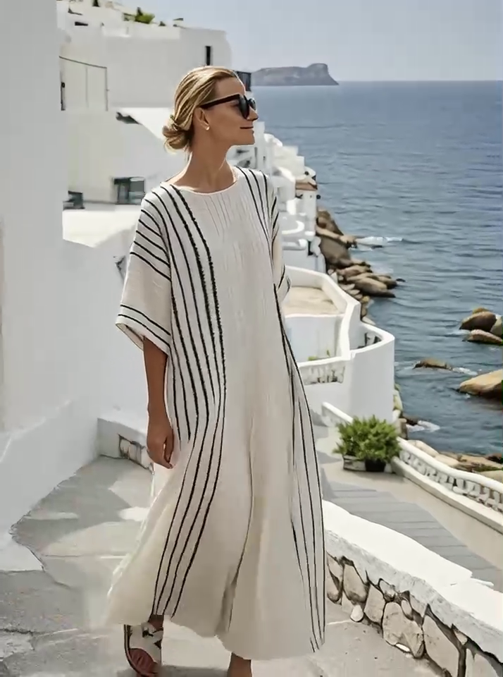 Women'S Contrast Striped Dress Women'S Contrast Striped Dress