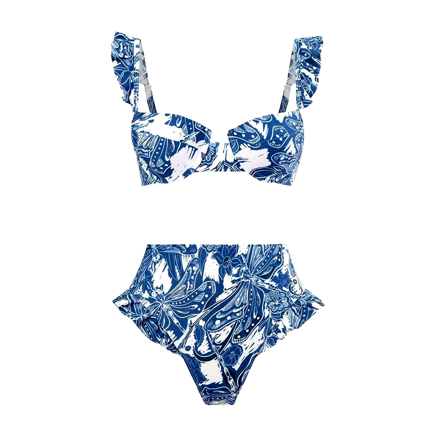 Blue Dragonfly High Waist Swimsuit Set Blue Dragonfly High Waist Swimsuit Set