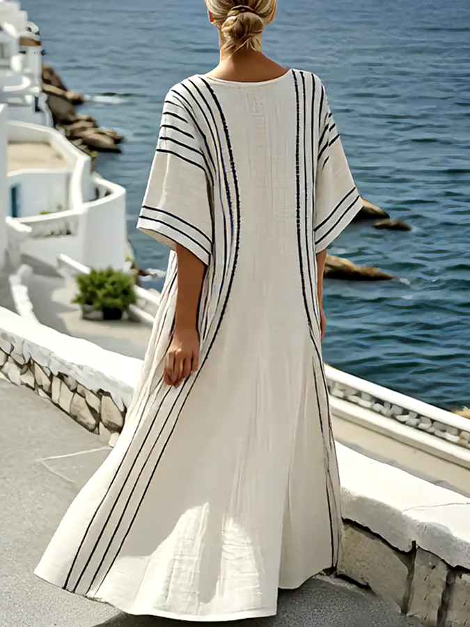Women'S Contrast Striped Dress Women'S Contrast Striped Dress