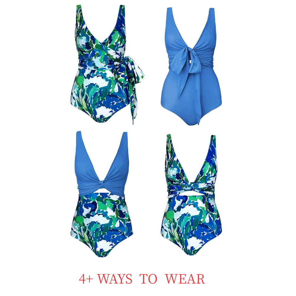 Blue Reversible Multi Wear Bikini And Skirt Swimsuit Set Blue Reversible Multi Wear Bikini And Skirt Swimsuit Set