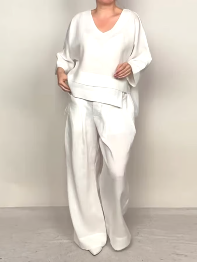 Women'S Casual Solid Color Irregular Cotton And Linen Suit Women'S Casual Solid Color Irregular Cotton And Linen Suit