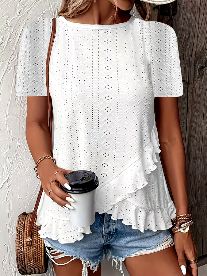 Women's Fashion Casual Solid Color Short Sleeve Round Neck T-Shirt Women's Fashion Casual Solid Color Short Sleeve Round Neck T-Shirt
