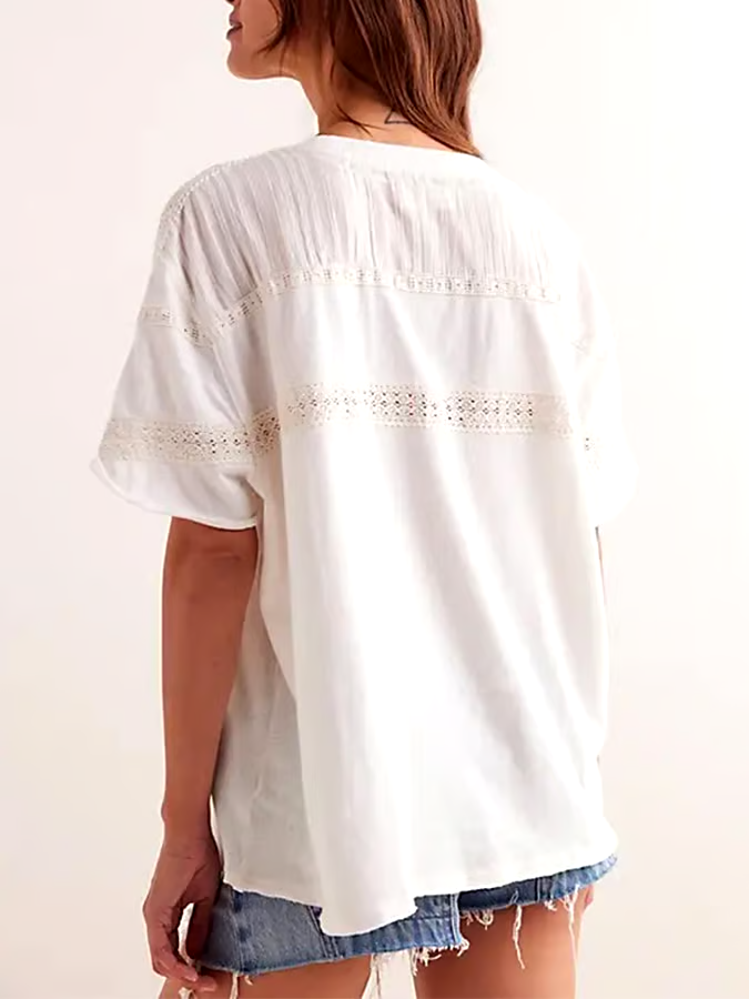 Women's Summer Cotton&Linen Hollow T-Shirt Women's Summer Cotton&Linen Hollow T-Shirt