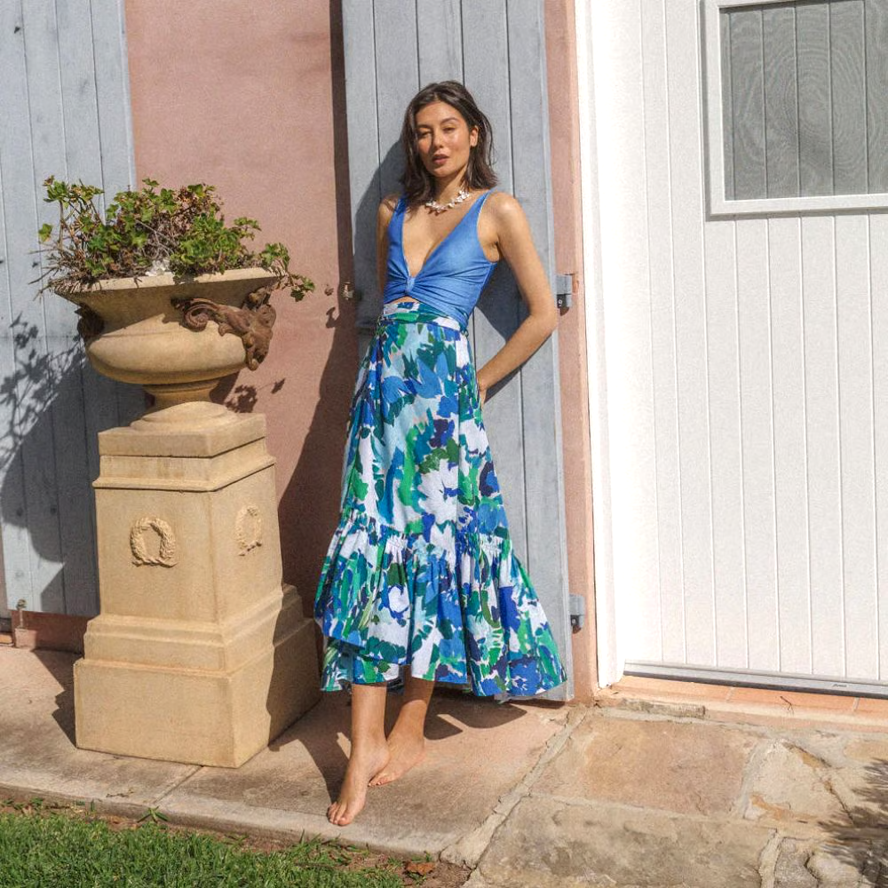 Blue Reversible Multi Wear Bikini And Skirt Swimsuit Set Blue Reversible Multi Wear Bikini And Skirt Swimsuit Set