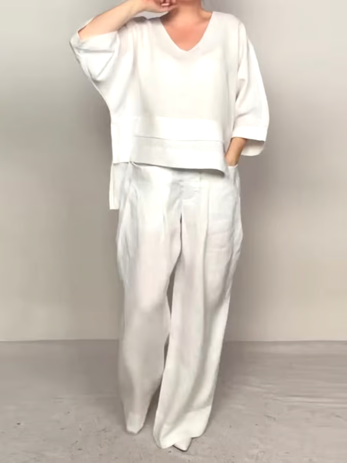 Women'S Casual Solid Color Irregular Cotton And Linen Suit Women'S Casual Solid Color Irregular Cotton And Linen Suit