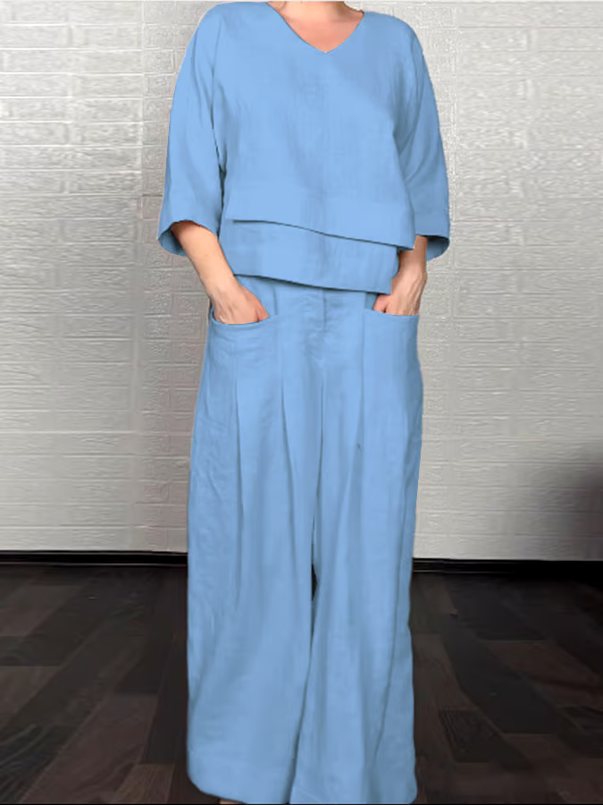 Women'S Casual Solid Color Irregular Cotton And Linen Suit Women'S Casual Solid Color Irregular Cotton And Linen Suit