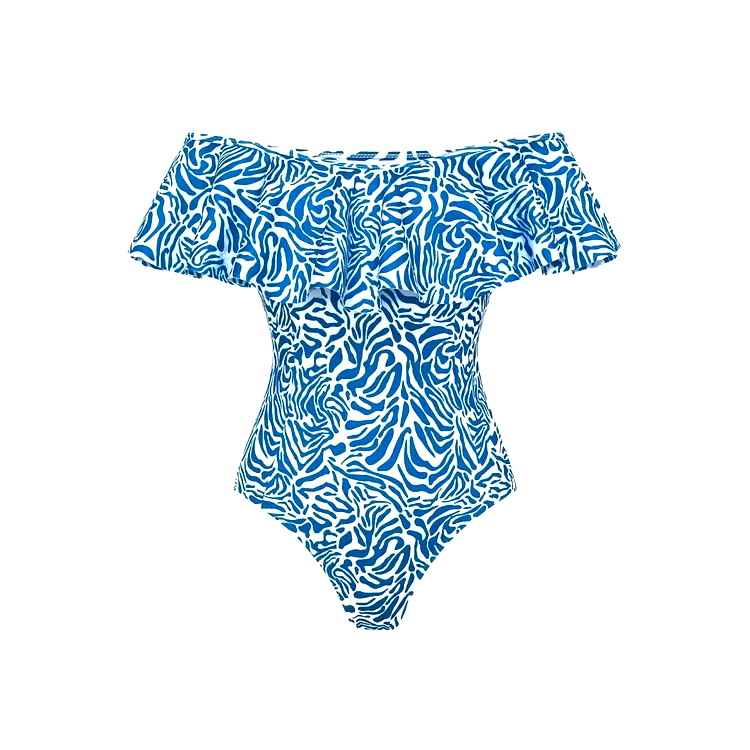 Ruffle Printed One Piece  Swimsuit Set