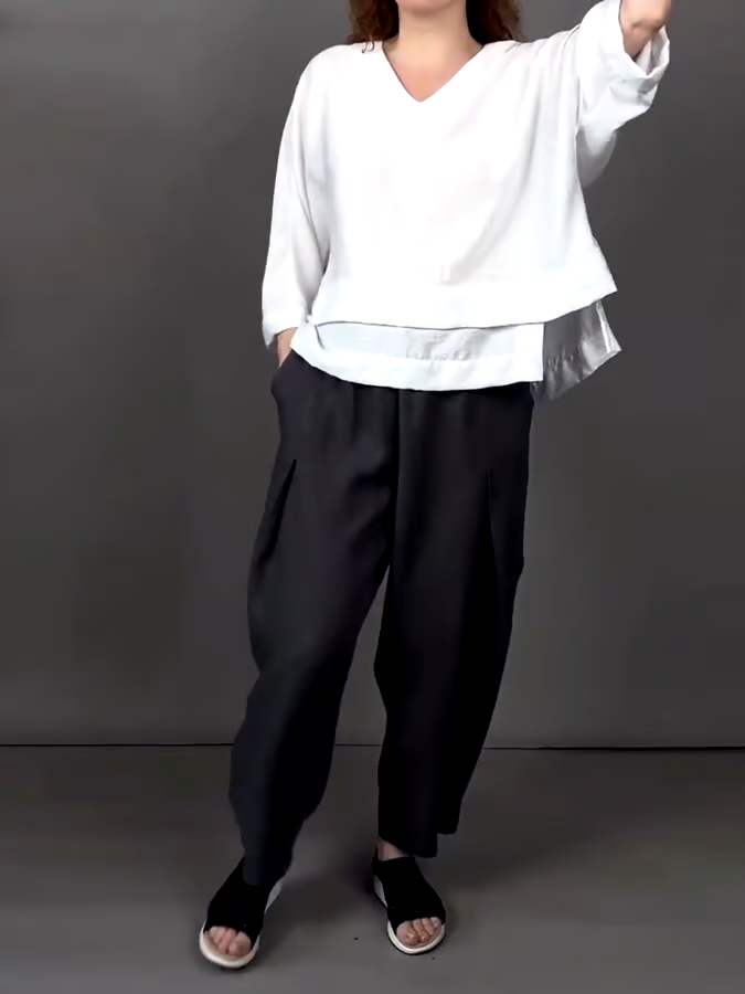 Women'S Casual Solid Color Cotton And Linen Two-Piece Suit Women'S Casual Solid Color Cotton And Linen Two-Piece Suit