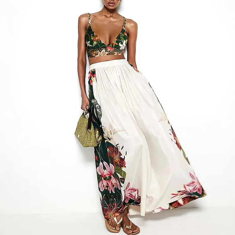 Lily Printed Laser Cut Bikini  Swimsuit Set